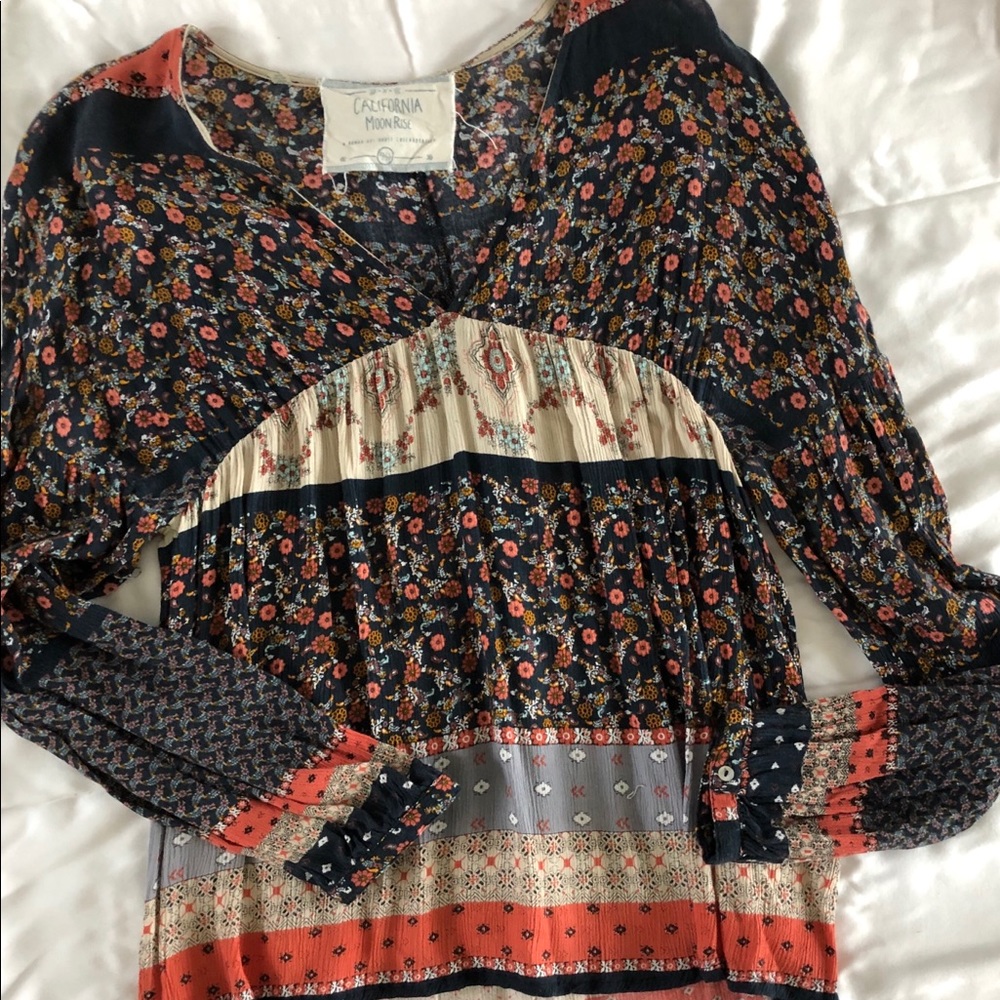 California Moonrise Boho Floral Blouse